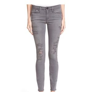 FRAME Gray Le Skinny de Jeanne‎ Distressed Jeans size 25